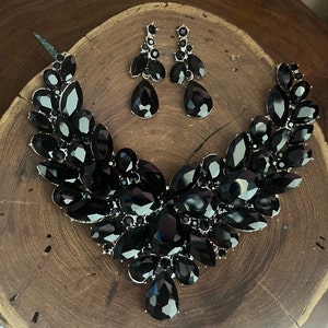 Statement Black Necklace and Earrings Jewelry Set India