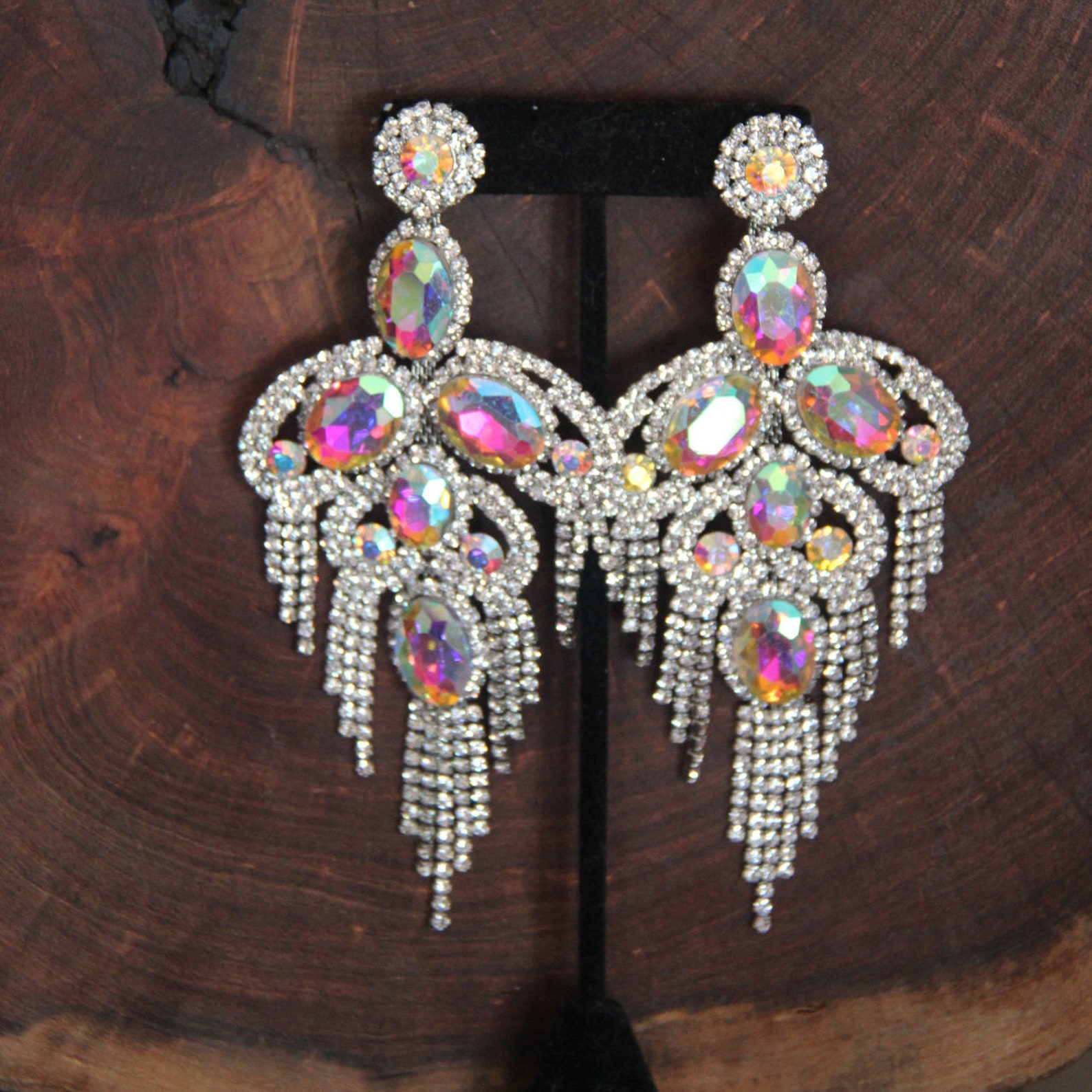 Extra long rhinestone earrings Clearance