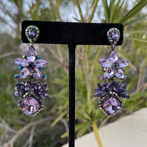 purple rhinestone earrings