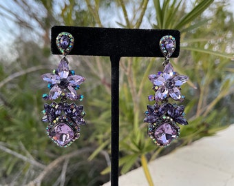 purple rhinestone earrings