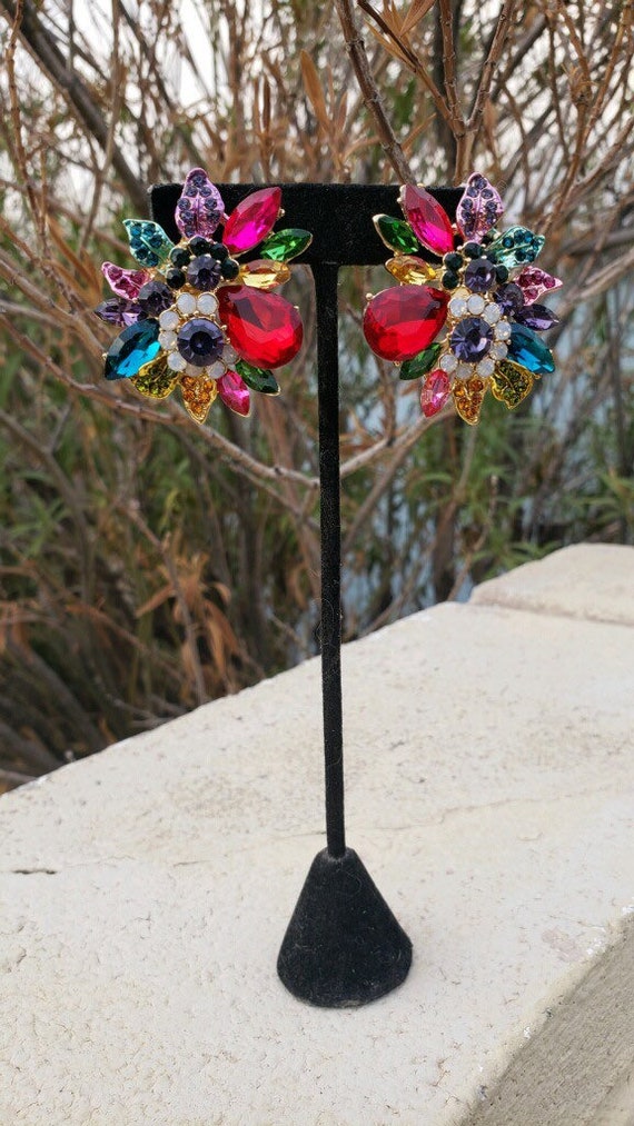 Orecchini Da Donna Con Zirconi Rossi Con Granato Placcato Oro 18 Carati Con Rubino - Foto 7