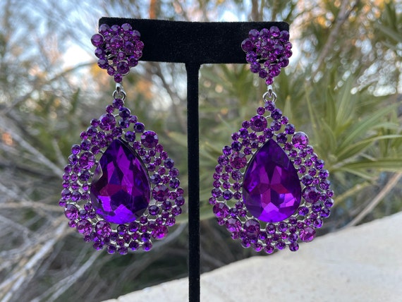 Purple pageant earrings online