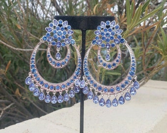 Light blue chandelier earrings, light sapphire earrings