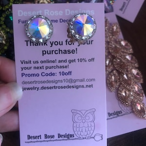 Ab stud clip sur boucles d&#39;oreilles, boucles d&#39;oreilles ab stud, goujons en strass irisés, goujons ab de concours de danse
