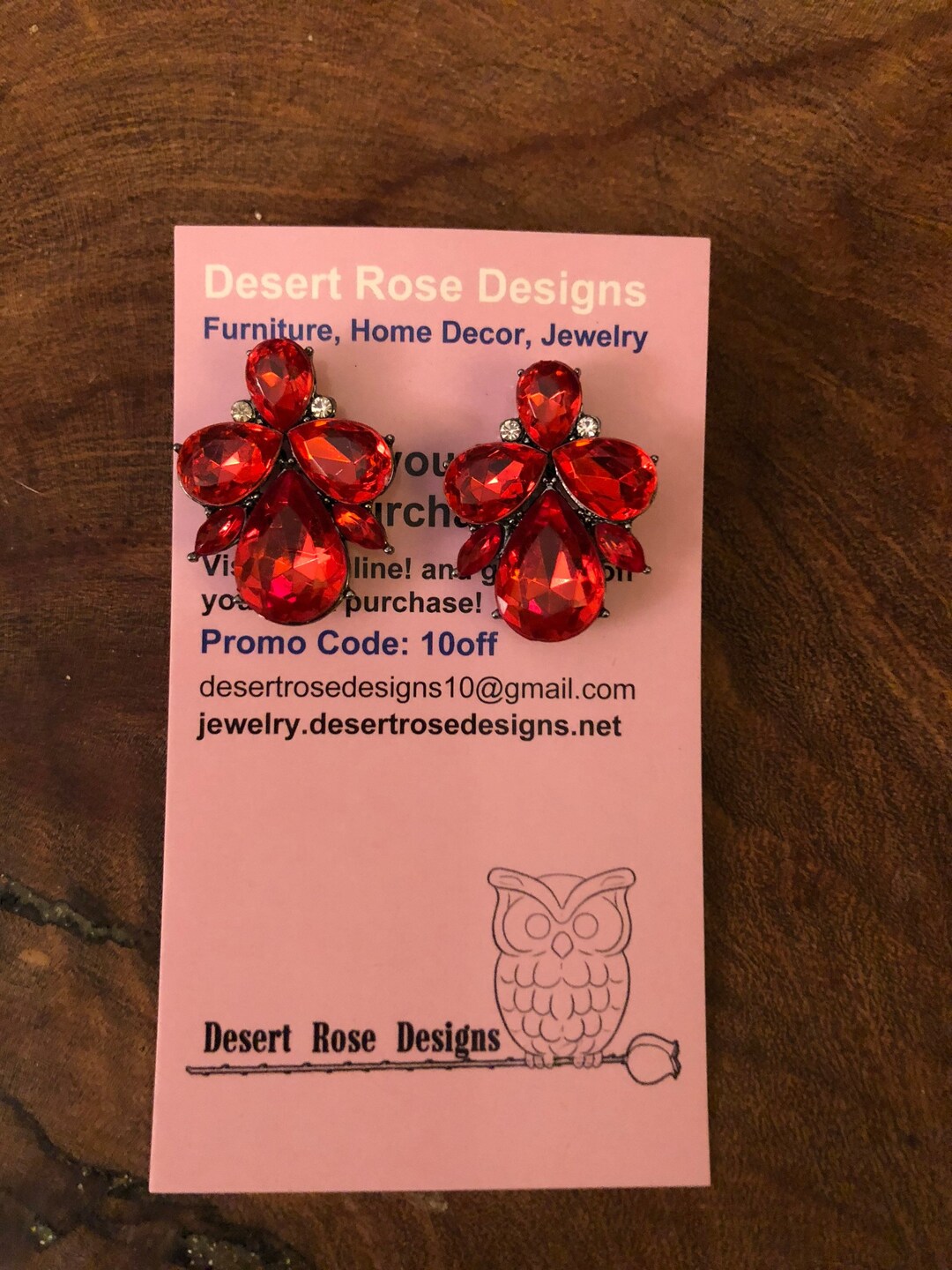 Red Stud Earrings, Red Stud Clip on Earrings, Red Ballroom Earrings