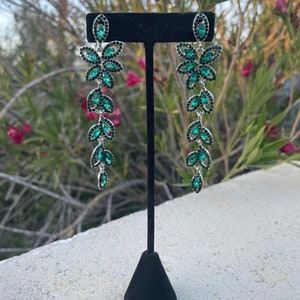 Emerald rhinestone earrings image 3