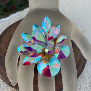 oversized ab rhinestone ring, statement ab stretch ring, ab large ring