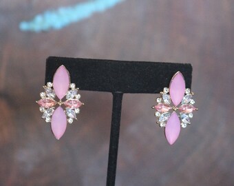 pink stud earrings, pink bridesmaid earrings, pink rhinestone stud earrings, pink prom earrings, bridesmaid jewelry,