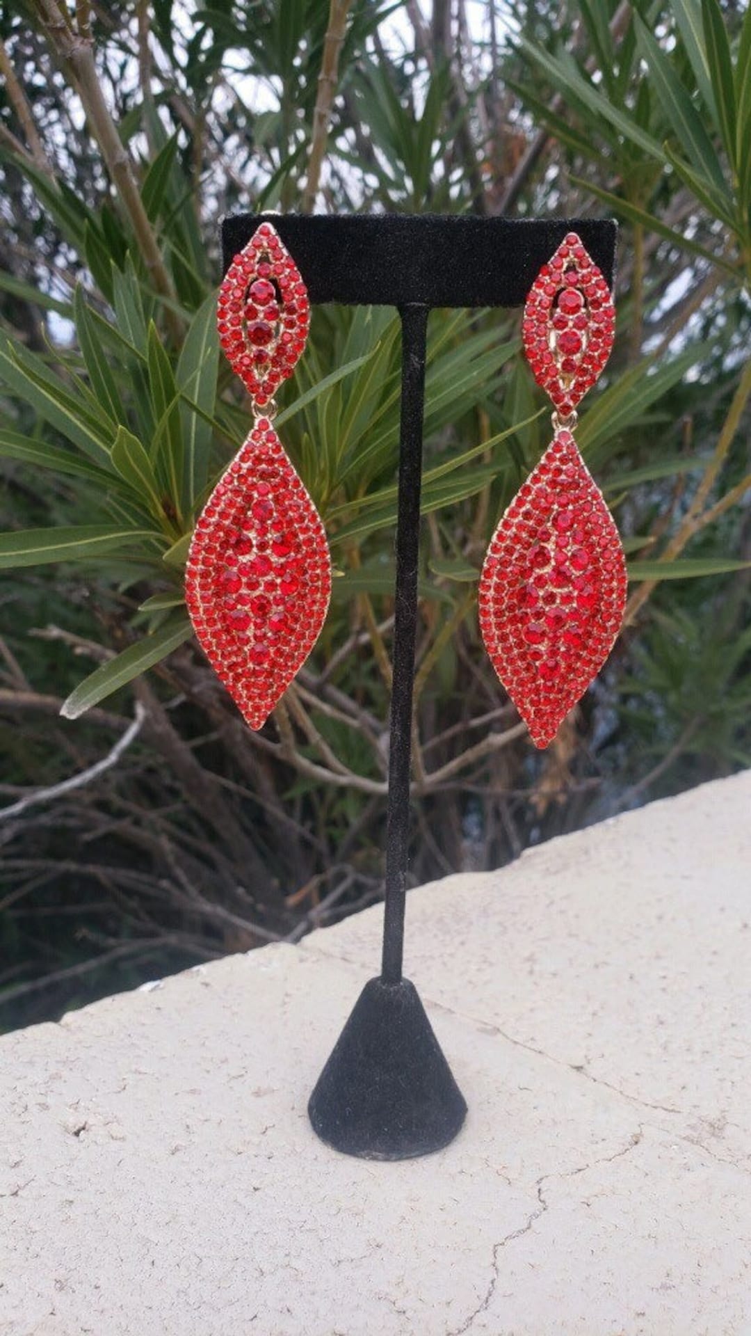 Red Clip on Earrings Long Red Earrings Red Pageant Clip on Etsy