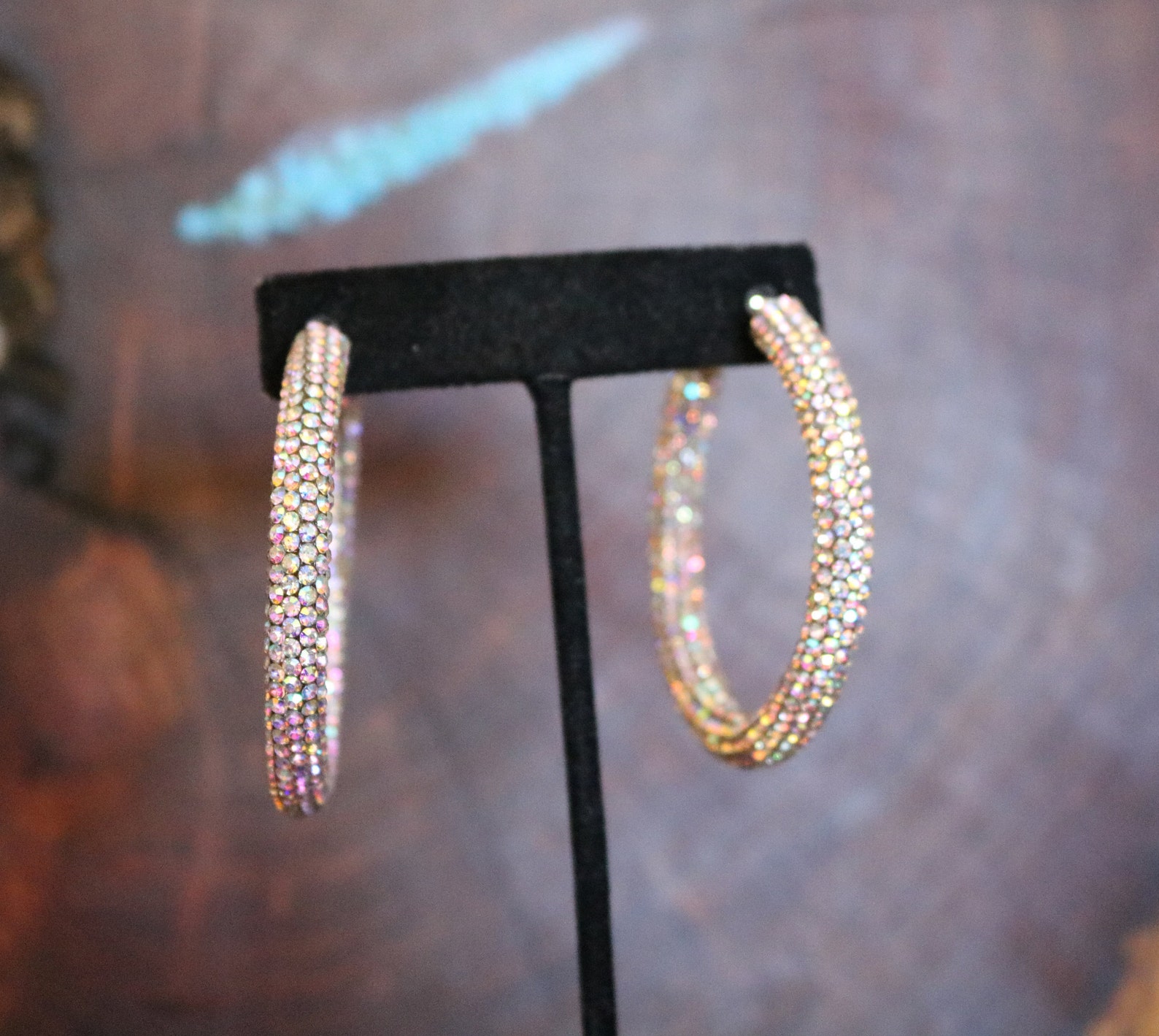 Hoop Rhinestone Earrings Ab Hoop Earrings Iridescent Fitness - Etsy