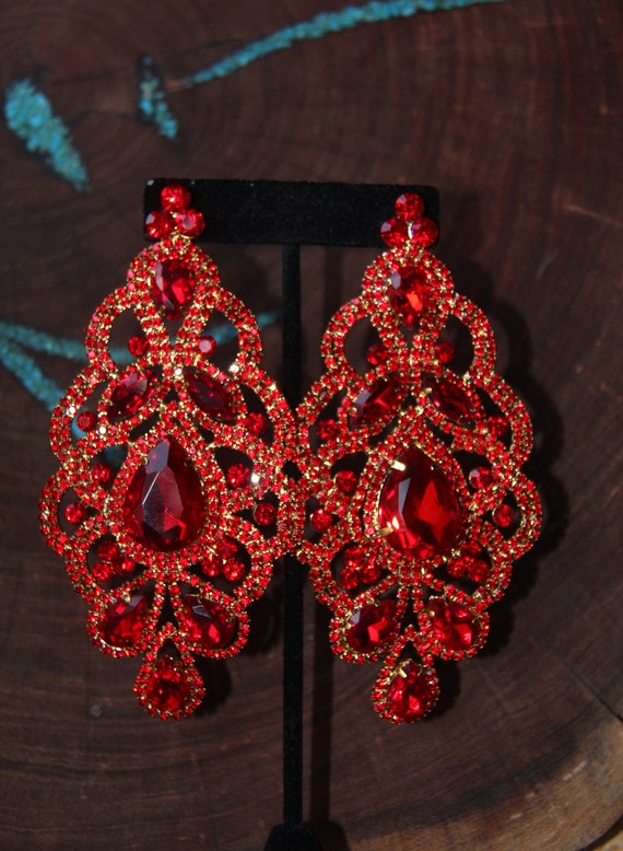 large red earrings red oversized pageant earrings red large chunky earrings red statement earrings red earrings wide earrings pageant