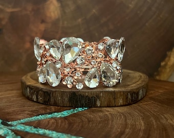 Clear rhinestone rose gold setting bracelet