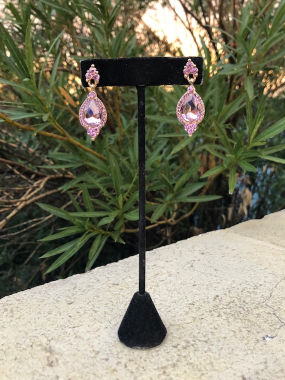 Maurya Mystic Pink Amethyst Drop Earrings with Marquise Diamonds
