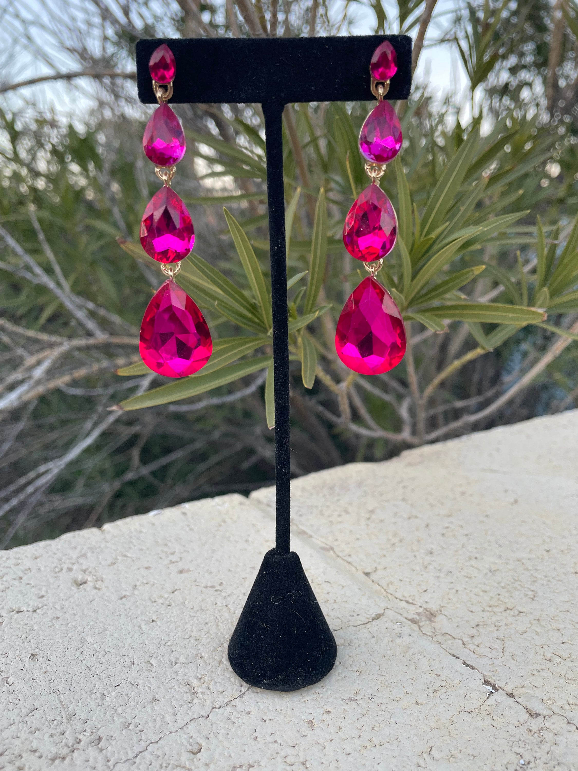 Pink Pear Drop Swarovski Earrings – Araminta Landale