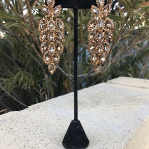 Gold rhinestone earrings image 2