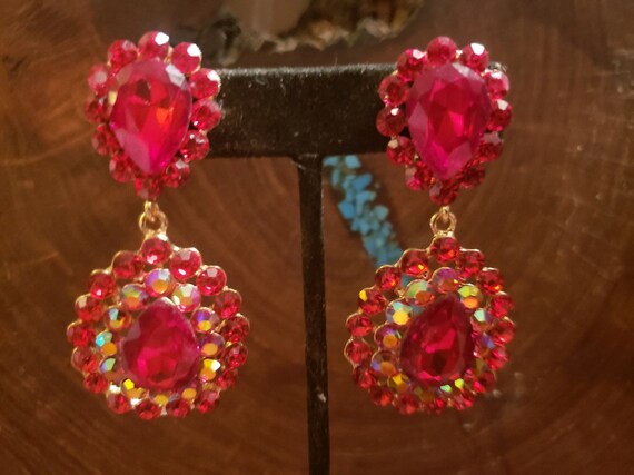 Red clip earrings sale