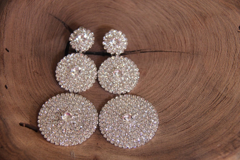 Extra Large Clip on Earrings Extra Large Clear Rhinestone Etsy