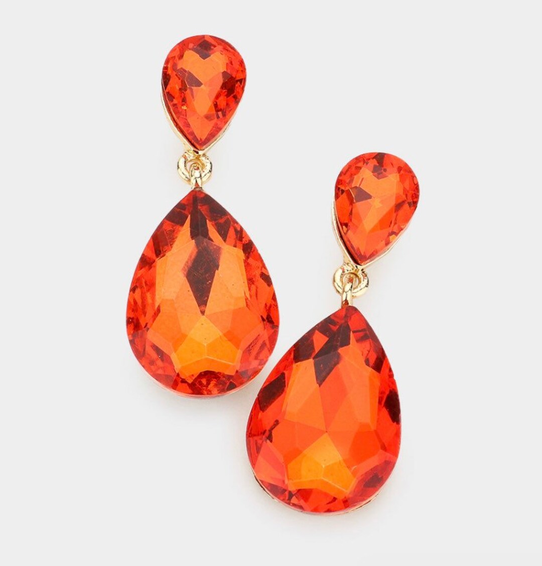 Orange Dangle Earrings, Orange Prom Earrings, Orange Clip on Earrings