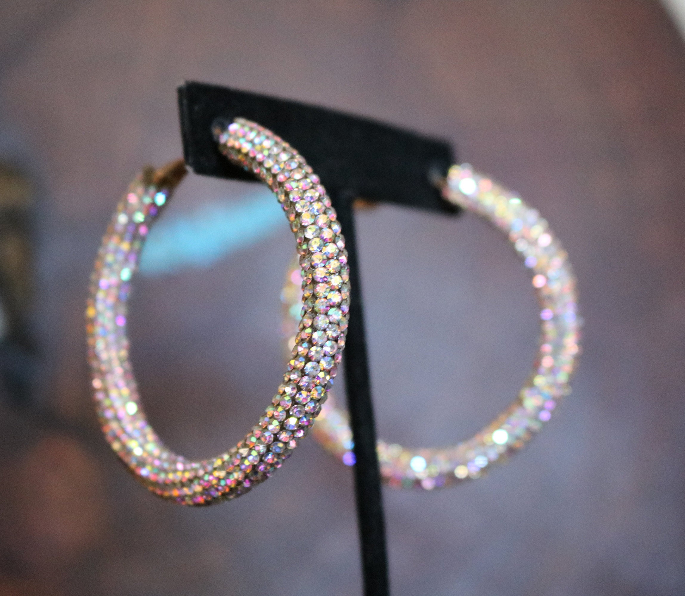 Hoop Rhinestone Earrings Ab Hoop Earrings Iridescent Fitness - Etsy