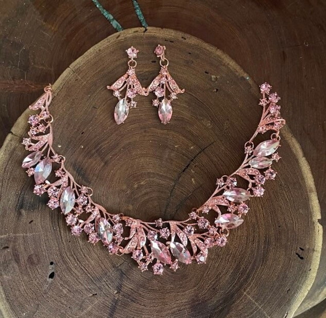 ネックレス・ペンダント Blooming Party Silver Pink Necklace & Earrings (SILVER925) Amazon.com: 925 Sterling Silver Pink Cubic Zirconia Necklace