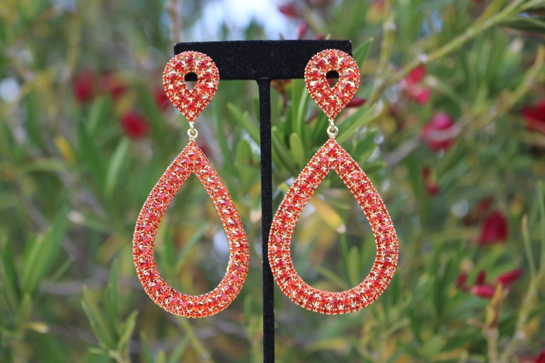 Orange Earrings Orange Prom Earrings Orange Pageant Etsy
