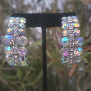 Large ab hoop earrings, oversized ab rhinestone hoops, ab pageant hoops, extra large ab hoops, iridescent hoops