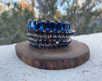 Navy rhinestone bracelet set