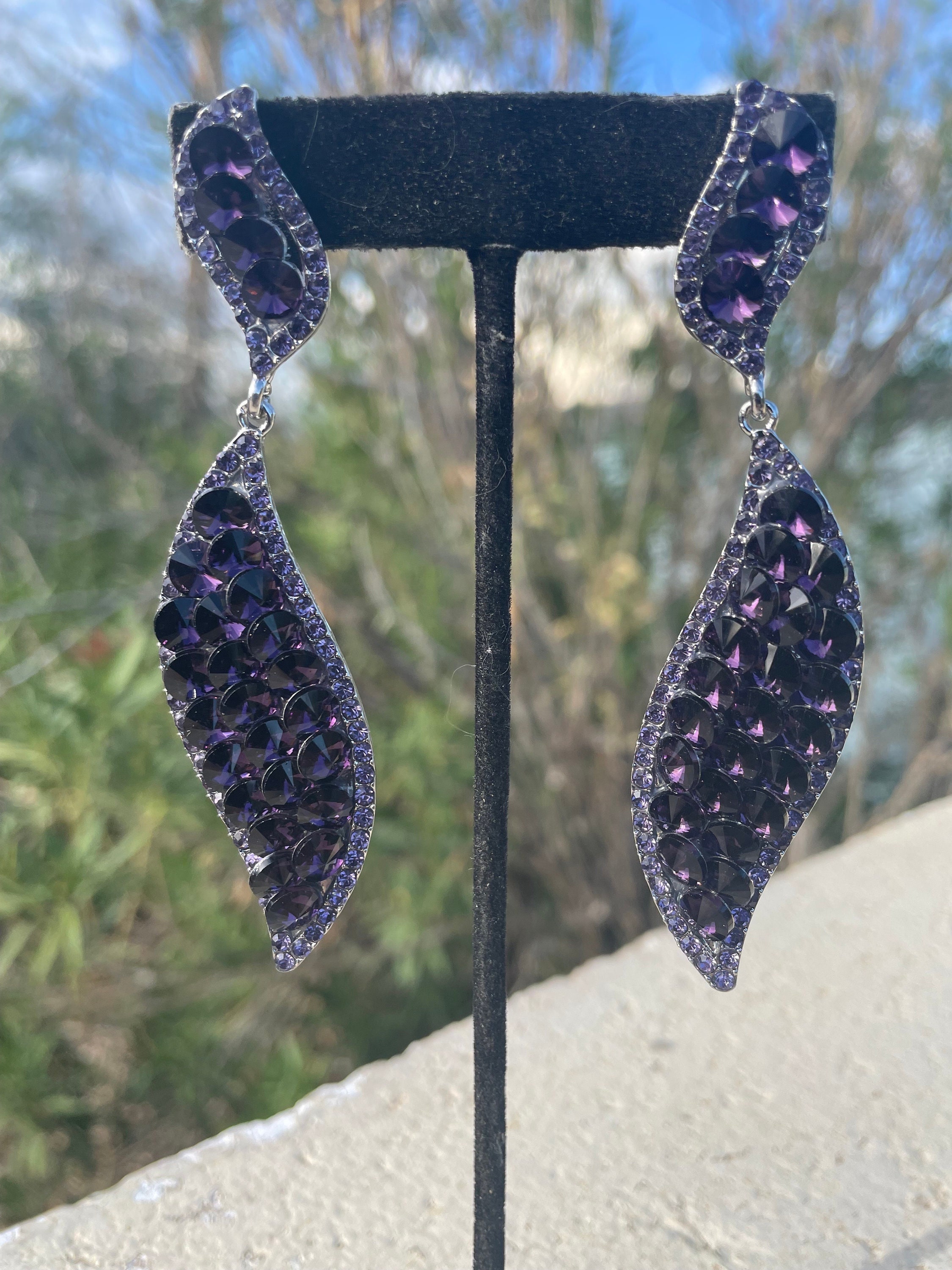 purple amethyst long earrings