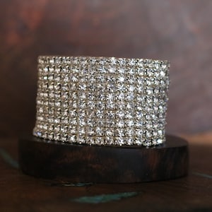 dance rhinestone bracelet, dance competition stretch bracelet, wide rhinestone cuff bracelet, crystal rhinestone bracelet, large bracelet
