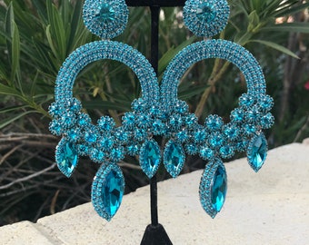 Grandes boucles d'oreilles turquoise, boucles d'oreilles turquoise, boucles d'oreilles bleu sarcelle, longues boucles d'oreilles bleu turquoise, boucles d'oreilles surdimensionnées turquoise