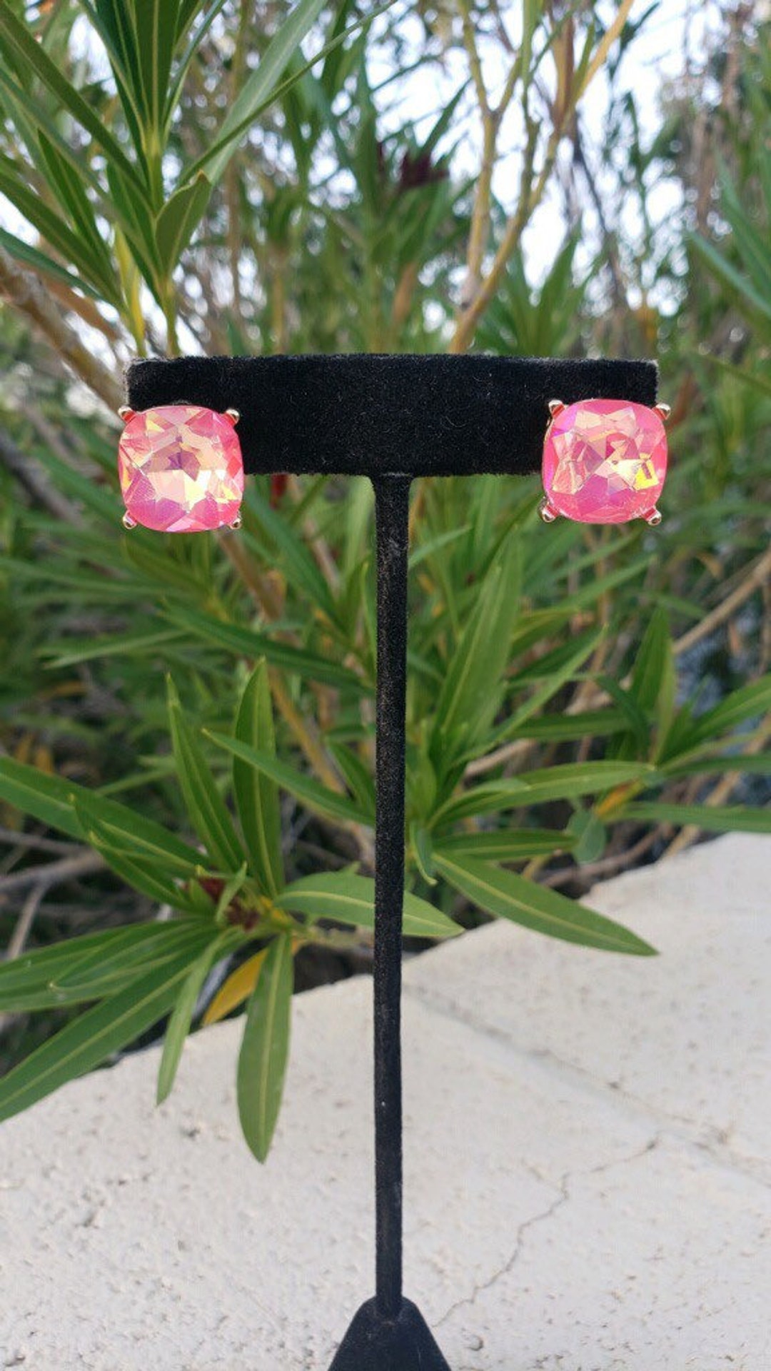 Neon Pink Stud Earrings, Large Pink Stud Earrings, Oversized Neon Pink