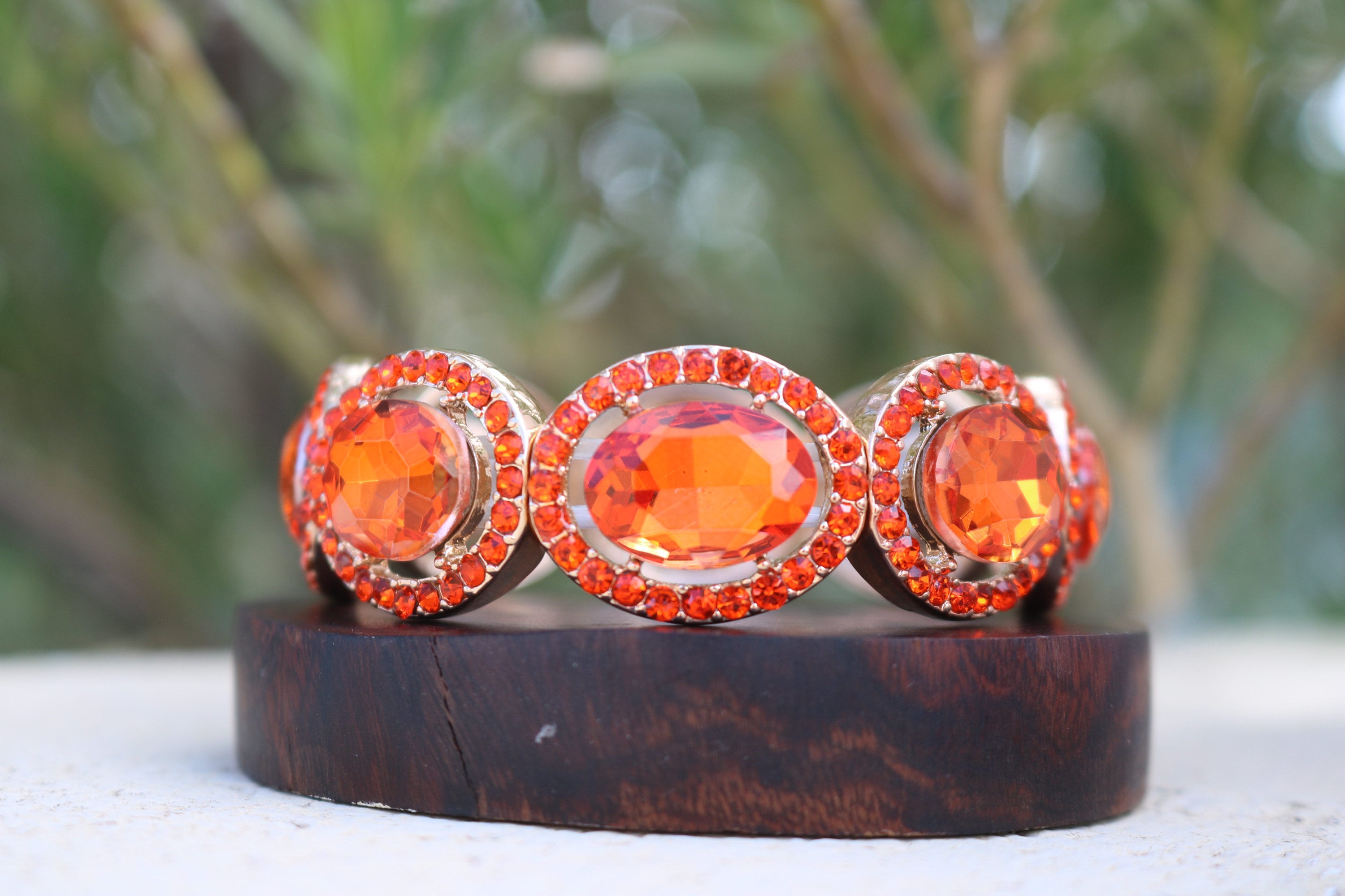 Orange Bracelet, Orange Crystal Bracelet, Orange Prom