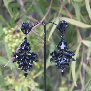 Navy Dangle Earrings, Navy Rhinestone Earrings, Navy Blue Earrings ...