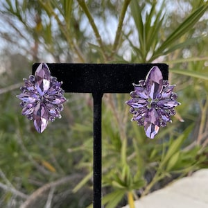 Brincos lavanda, brincos lilás, brincos de strass roxo claro