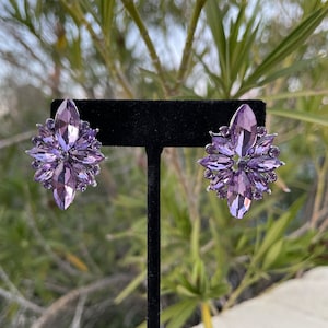 Lavender studs, lilac stud earrings, light purple rhinestone earrings