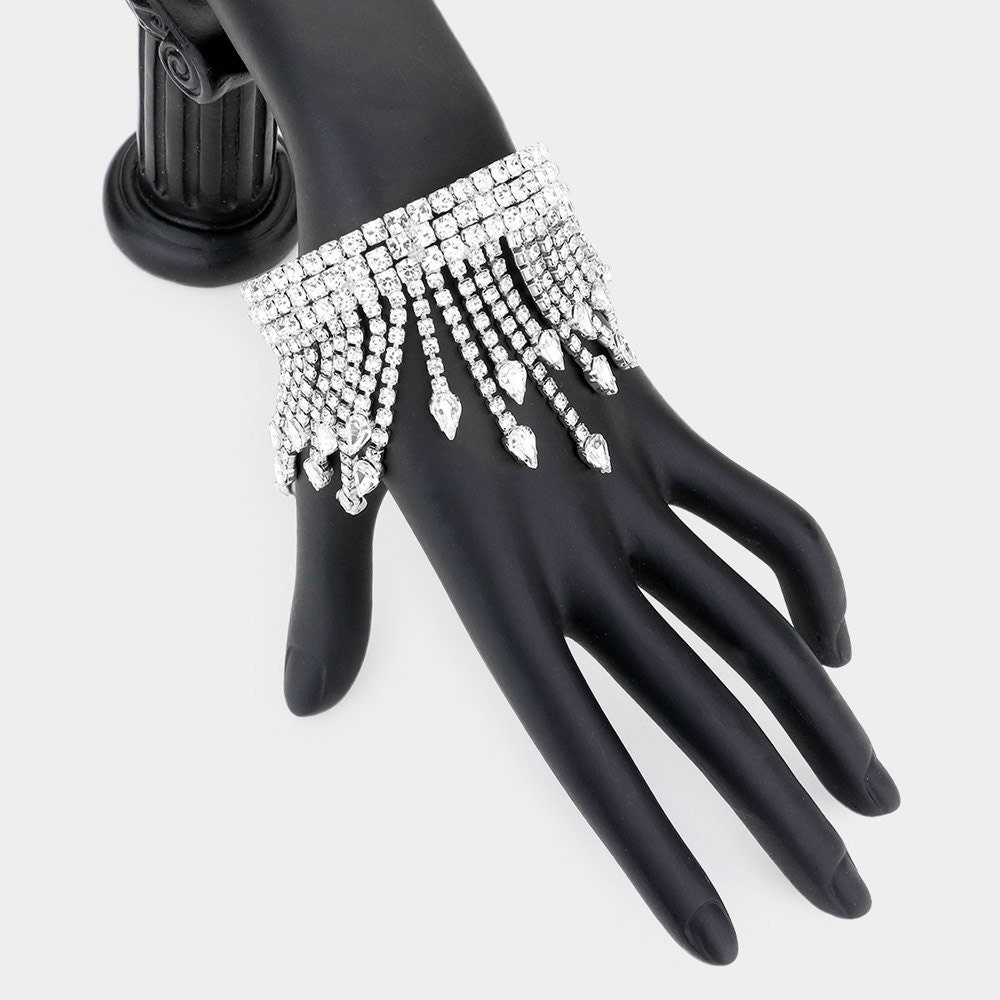 ブレスレット Crystal-embellished Fringe Bracelet Amazon.com: Rumtock Glitter Rhinestone Cuff Fringe Wrap