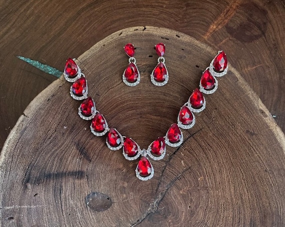 Red jewellery set deals