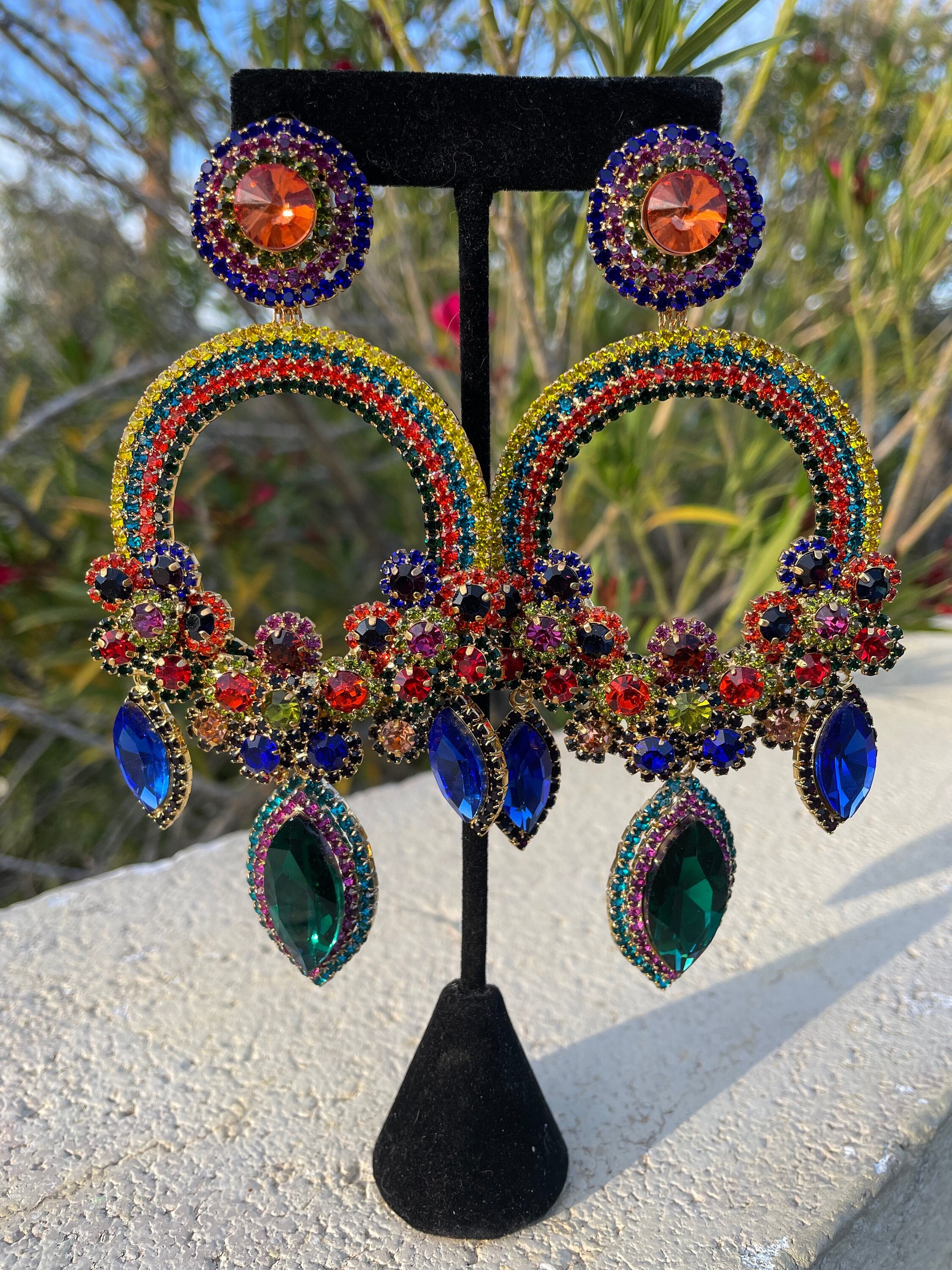 Large colorful earrings clearance