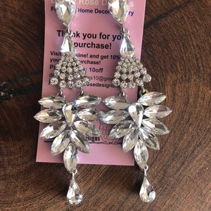 Rhinestone long earrings, statement crystal earrings