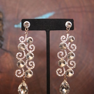 bridal dangle earrings, crystal wedding earrings, long chandelier wedding earrings, clip on wedding earrings