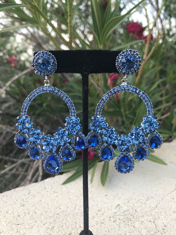 Light Blue Chandelier Earrings Light Sapphire Crystal Earrings Etsy UK