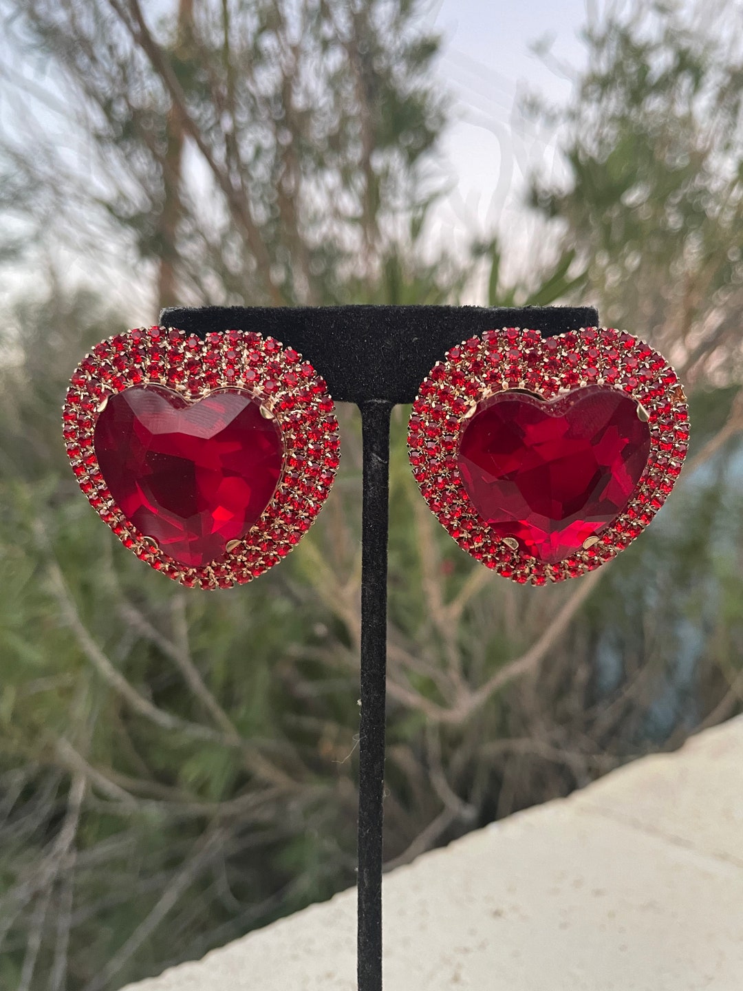 Oversized Heart Earrings, Huge Red Heart Studs - Etsy