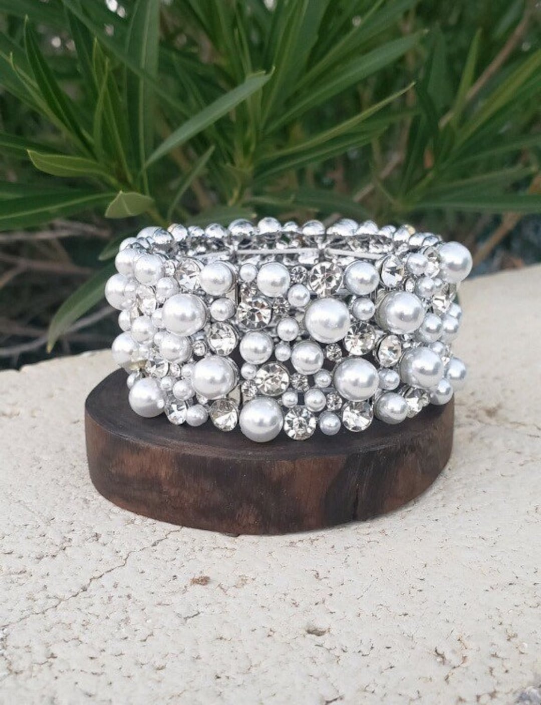 ★人氣★VINTAGE HOLLYWOOD★PEARL N CRYSTAL BEADS BRACELET ☆人氣☆VINTAGE HOLLYWOOD☆PEARL N CRYSTAL BEADS BRACELET