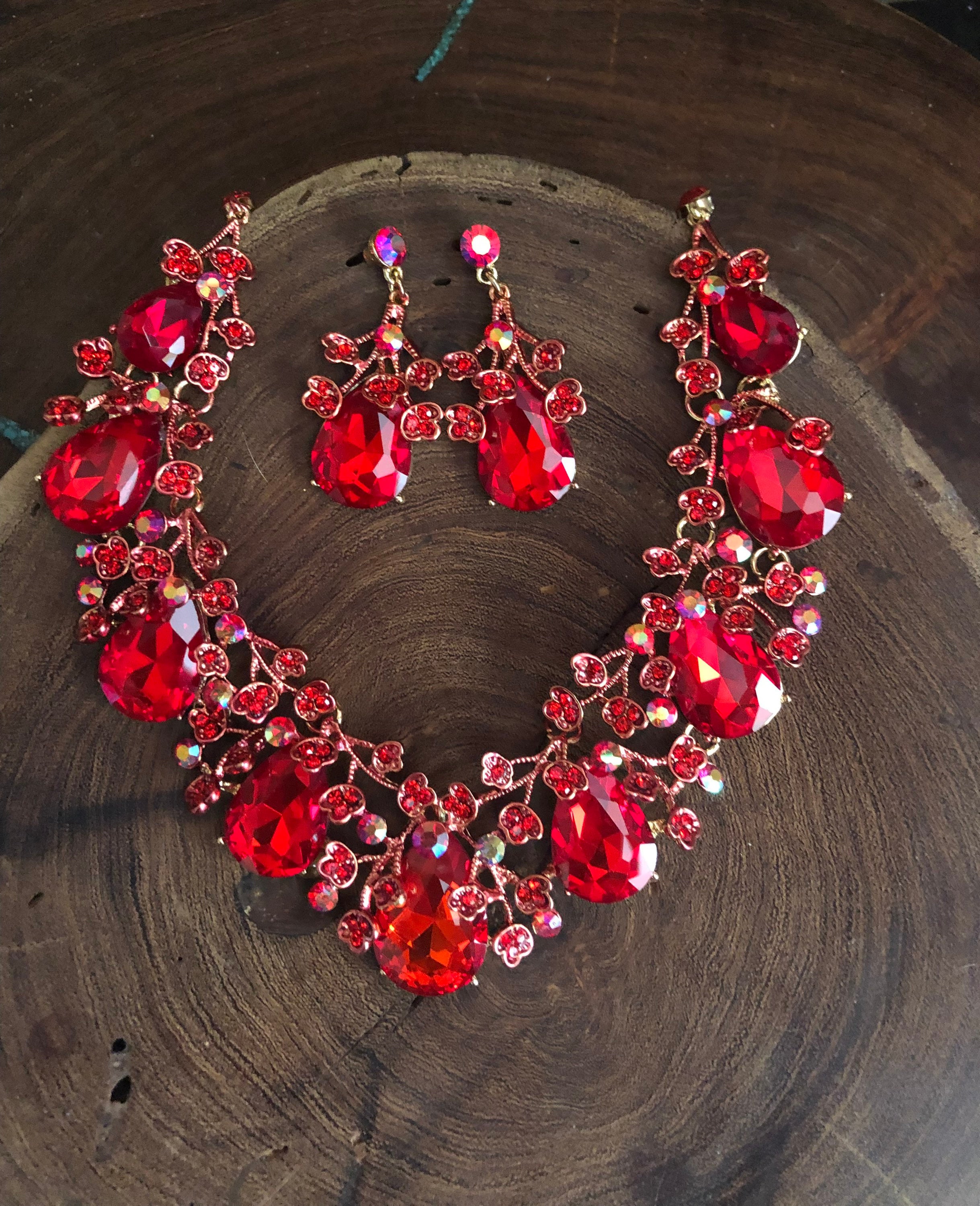 Red on sale prom jewelry