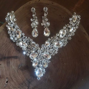 Braut Halskette Set, Kristall Strass Halskette und Ohrringe, klarer Strass, die wir Halskette Set