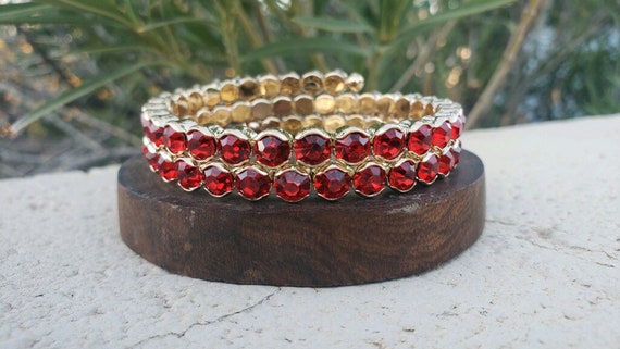 Red rhinestone bracelet red wrap around bracelet red arm bracelet red prom bracelet