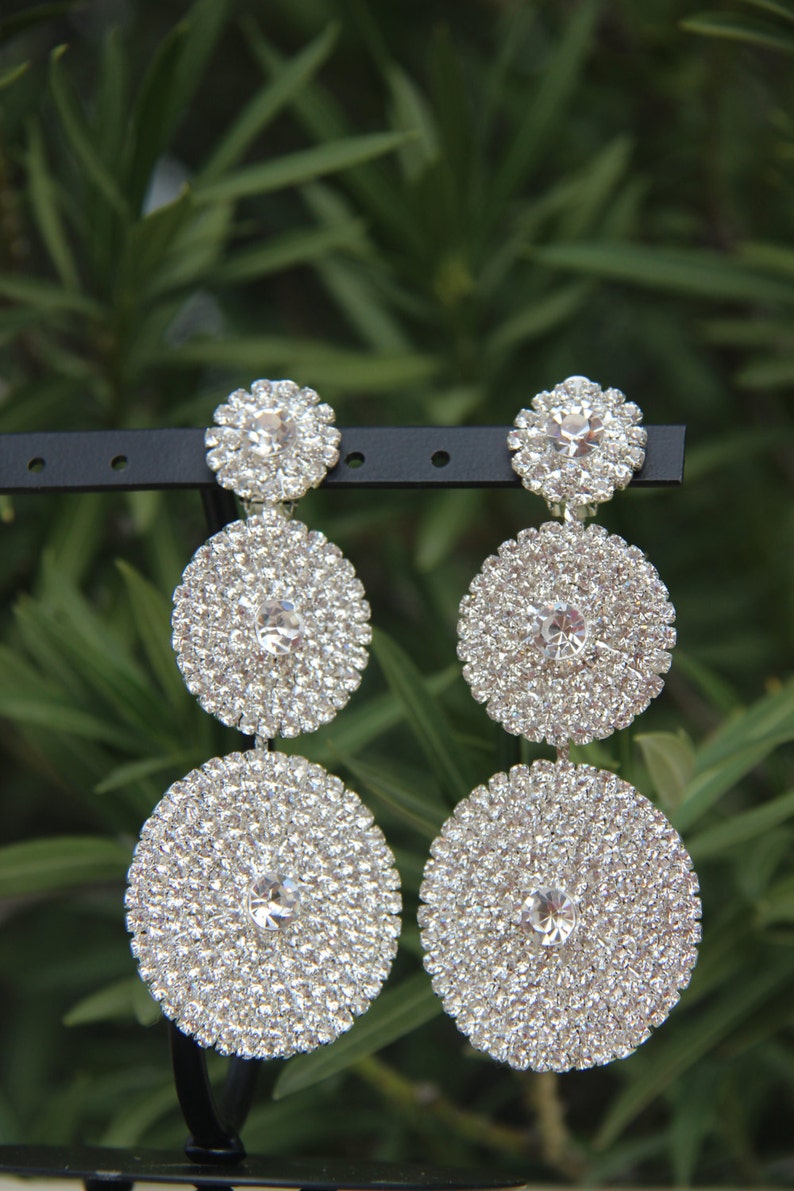 Extra Large Clip on Earrings Extra Large Clear Rhinestone Etsy