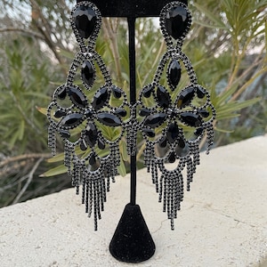 Black chandelier earrings
