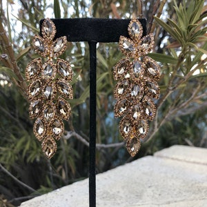 Gold rhinestone earrings image 3