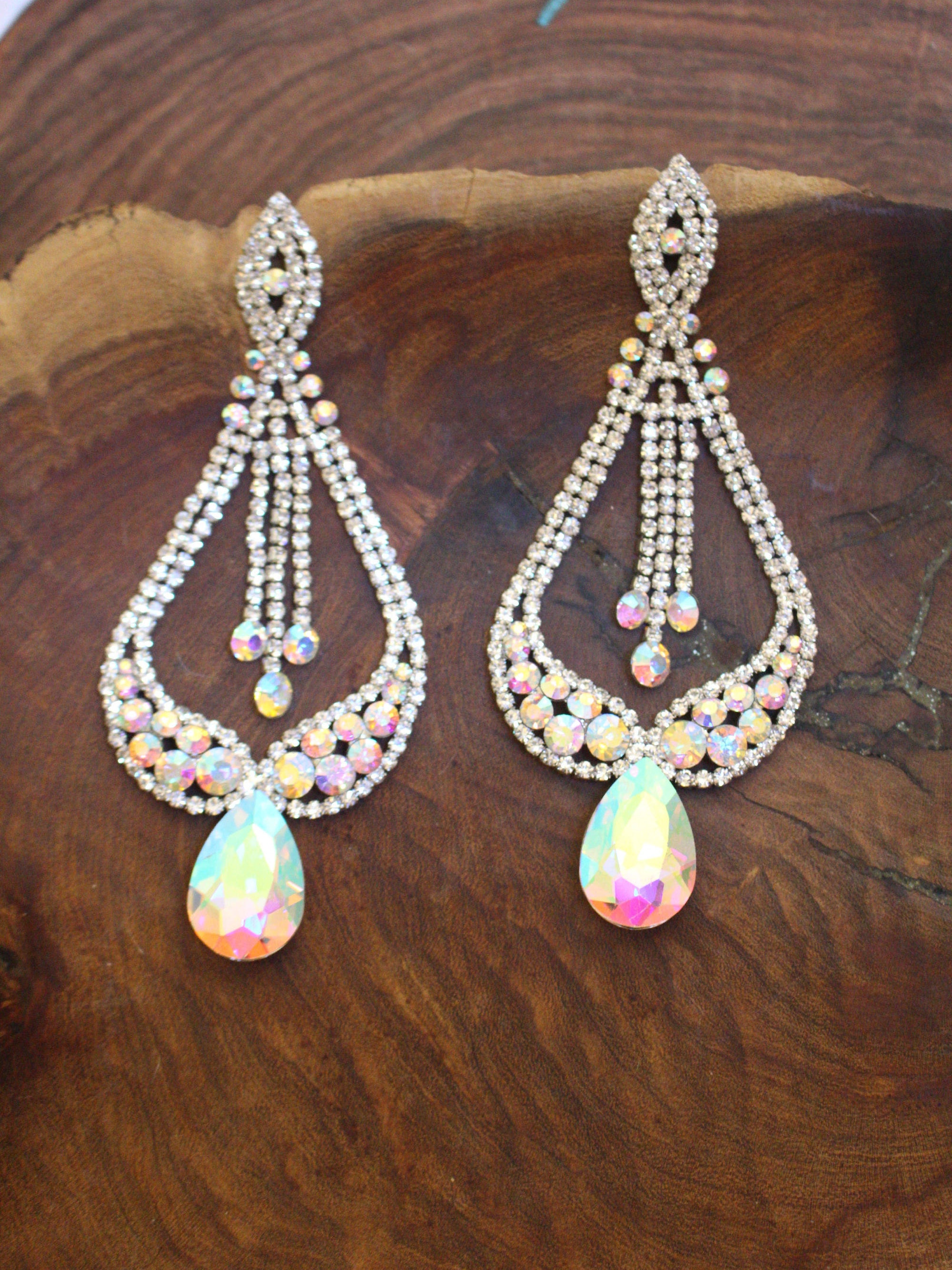 Extra long rhinestone earrings Clearance